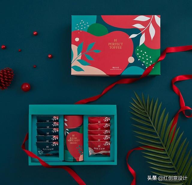 大红大绿打造的现代、时尚糕点礼品盒包装设计(图2)