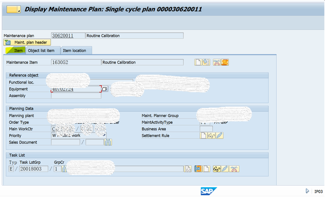 SAP PM 入門系列5 - IP03 顯示一個維護計劃