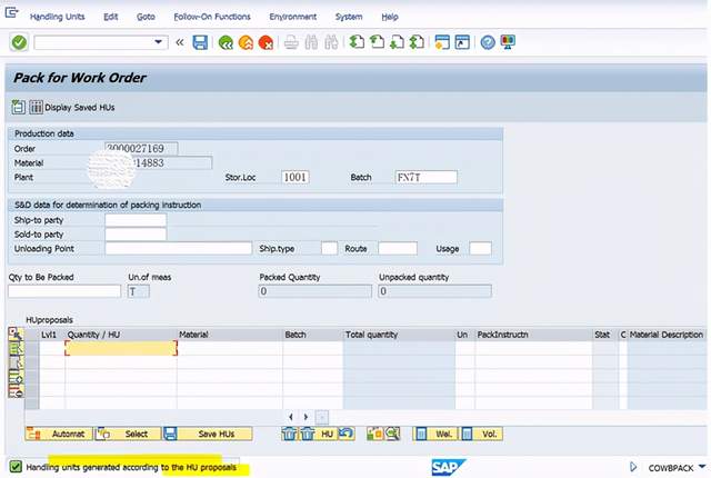 SAP PP為工單建立好HU之後，如何查詢HU號碼？