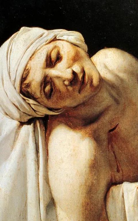 《马拉之死》局部只消看它一眼,就会明白个中原因.