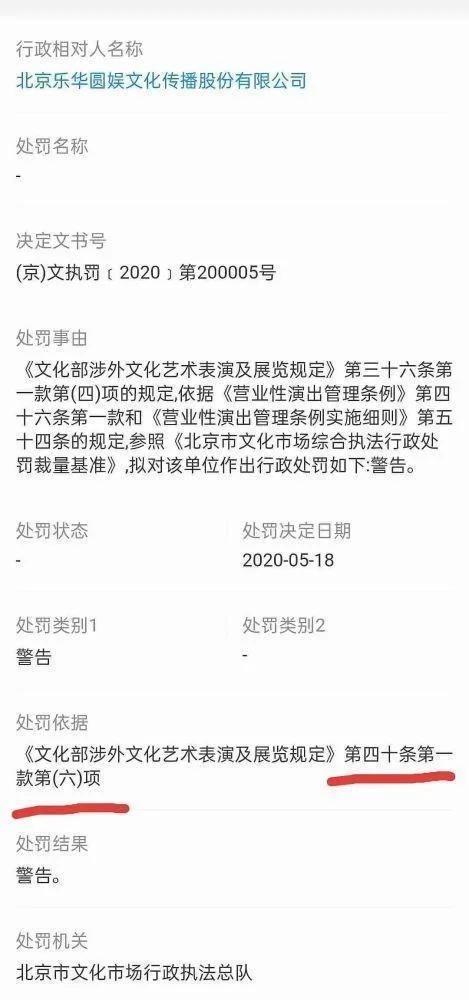 乐华娱乐回应被行政处罚 强调与祖国立场坚定一致