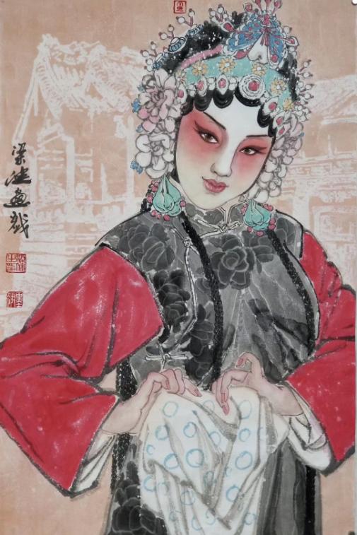 Liang Jian: Young painter of opera characters, delicate and moving with ...