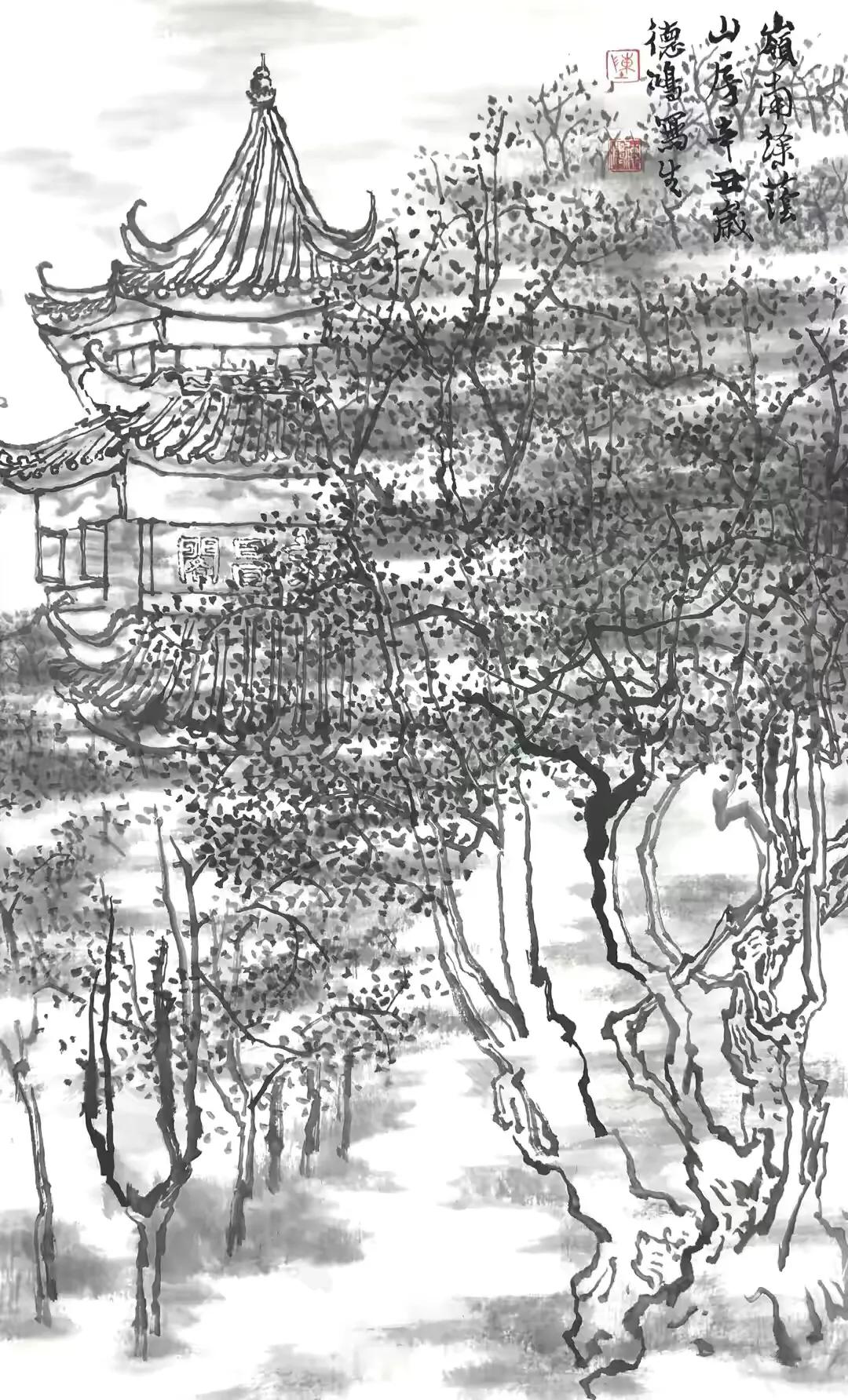 Chen Dehong's Fine Chinese Painting Sketches in Lingnan Famous Garden ...