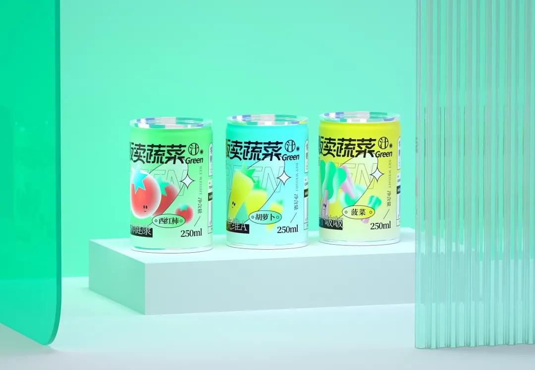 Fruit and vegetable juice packaging design, acidic design is very cool