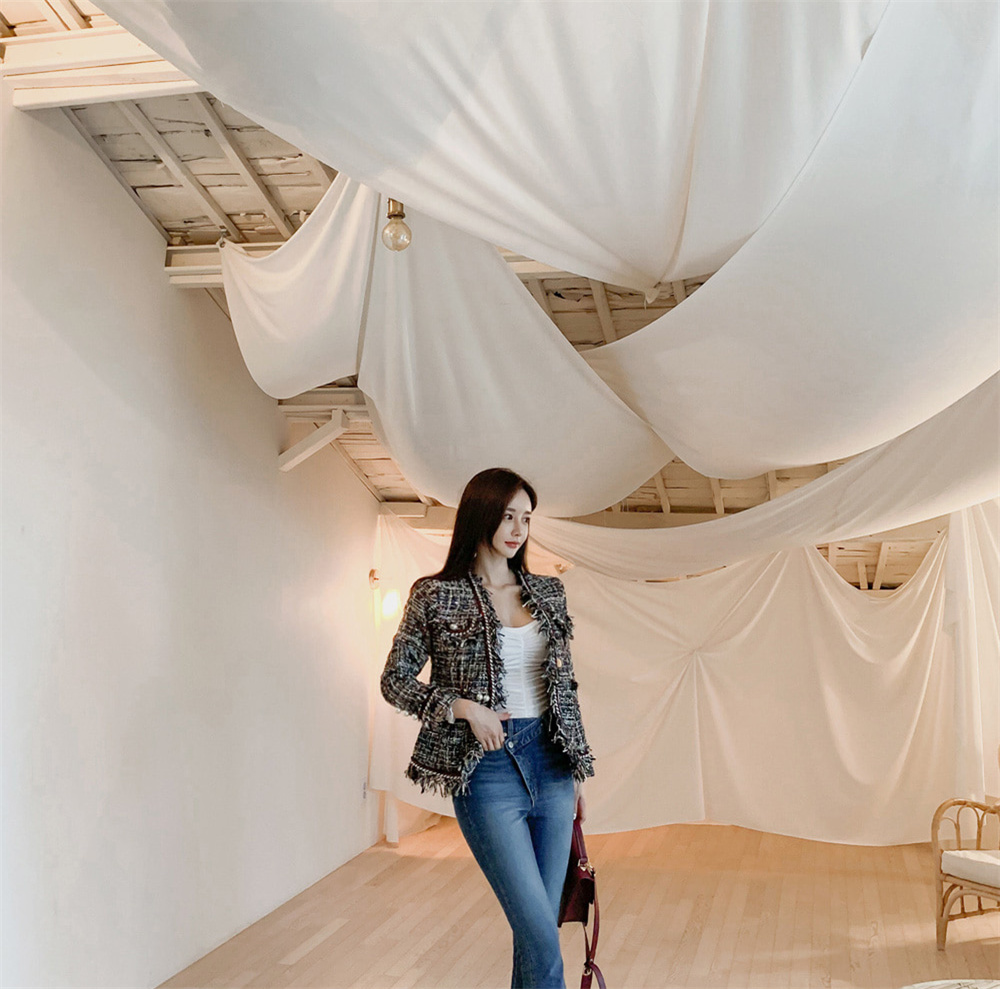 孙允珠丨芝麻螺纹水磨石典雅酷炫西装