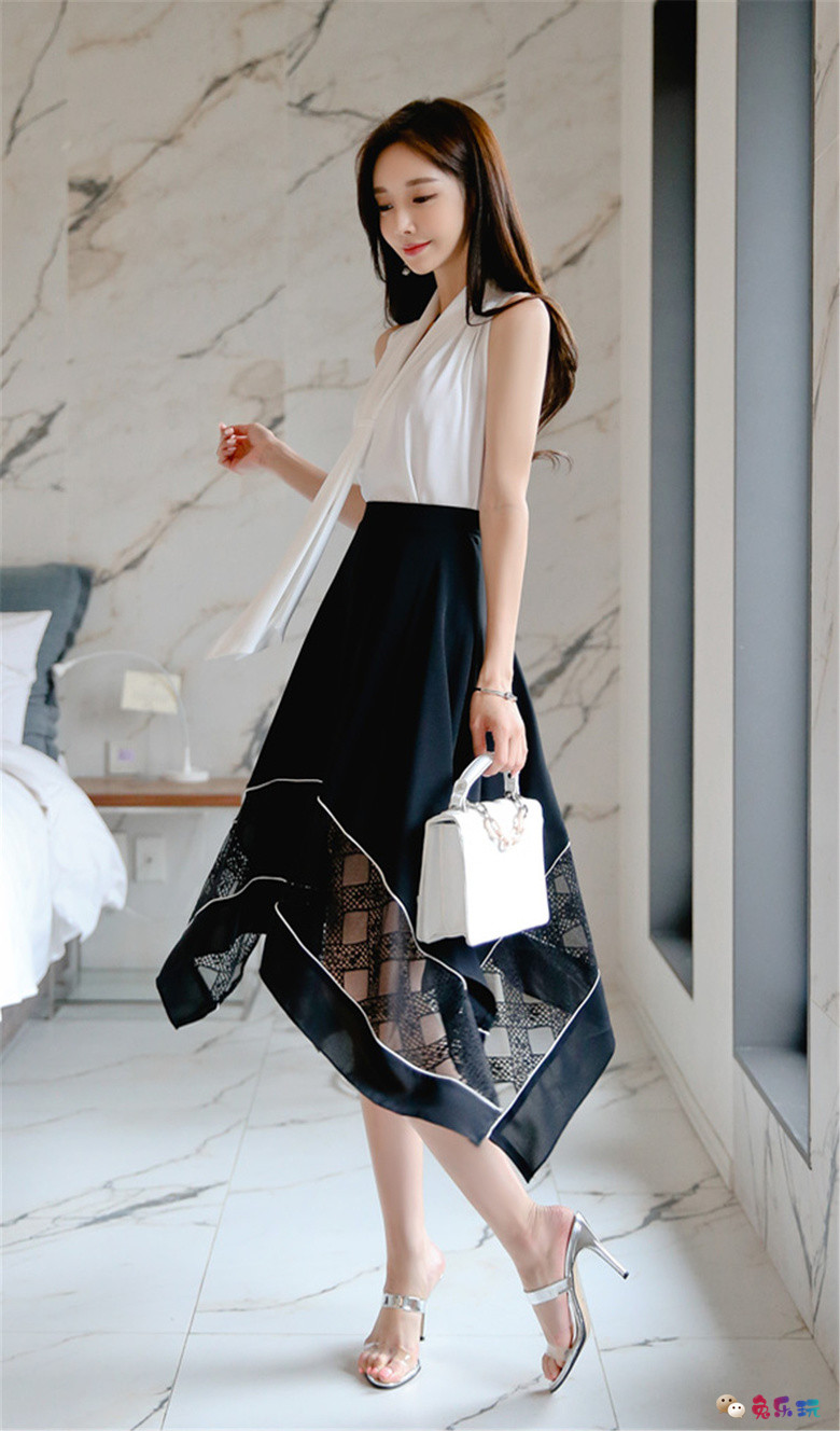 孙允珠：简式系带纯白初恋香风职业裙