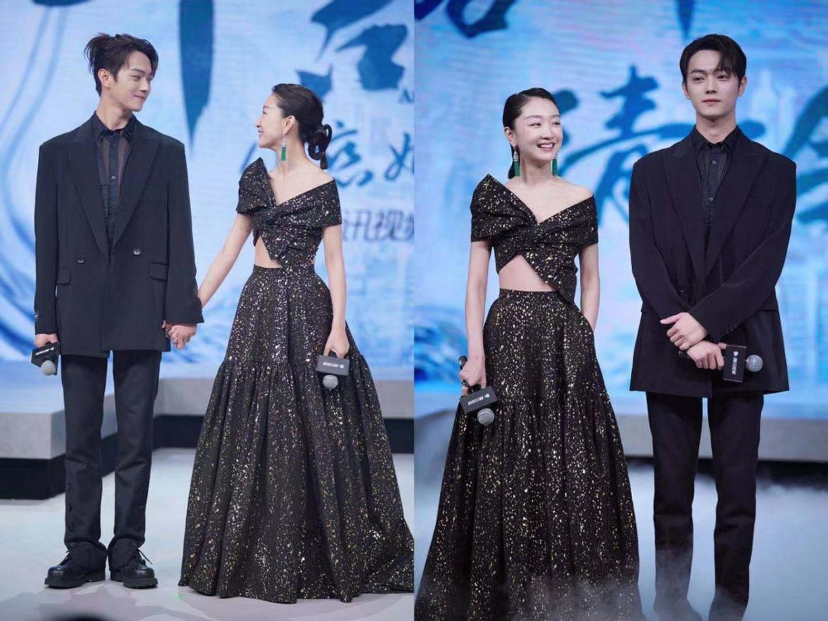 Zhou Dongyu and Xu Kai embrace the subtle atmosphere, the bronzing dress is  a bit short, but the skin is really fair - iNEWS