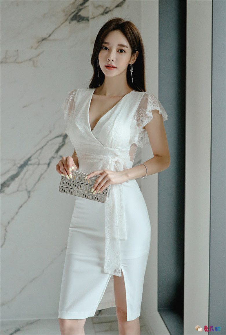 孙允珠丨白絮天使雪纺童话不对称衣裙