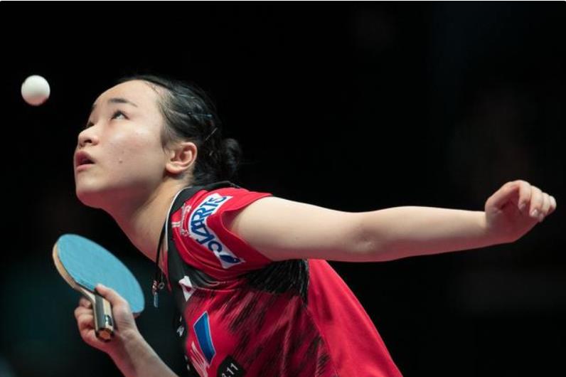 Slow motion Mima Ito serves, talks about how to serve table tennis, how