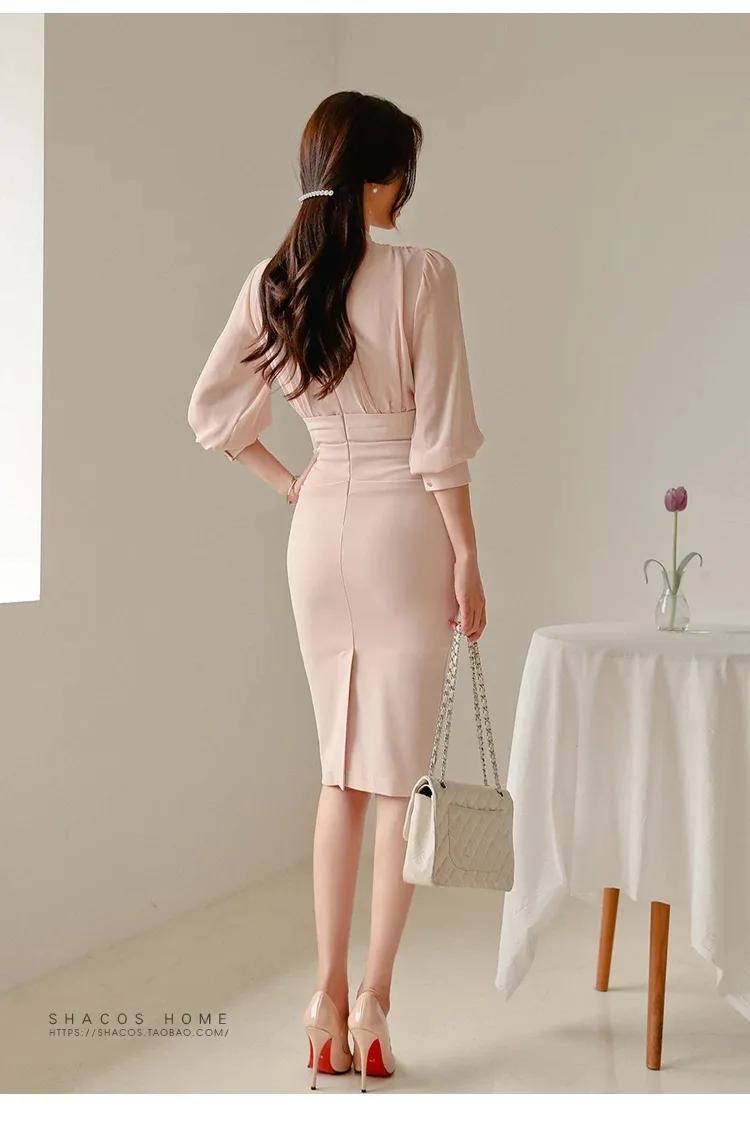 Sun Yunzhu celebrity OL temperament V-neck tie slim dress fashionable ...