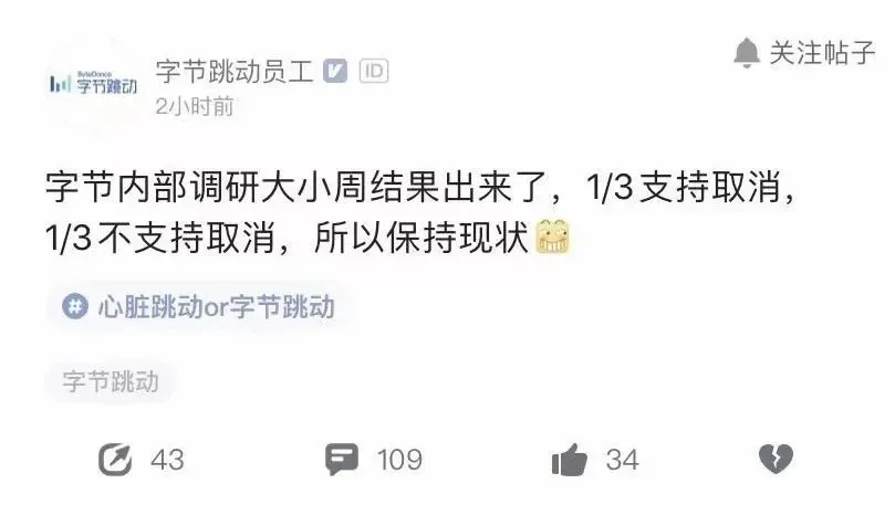 ByteDance 1 3 Employees Oppose The Cancellation Of Large And Small Weeks Earn 100 000 Yuan Less 