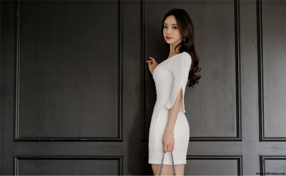 孙允珠丨白雪慕斯毛呢香蝶开袖古典裙