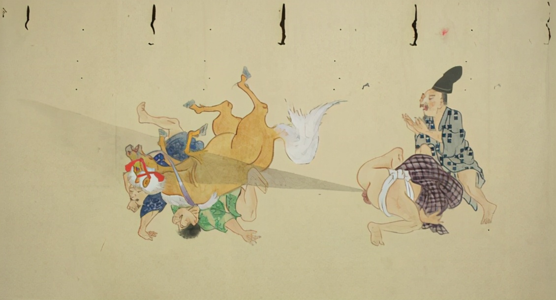 The picture scroll tells the story of Japanese samurai fighting with ...