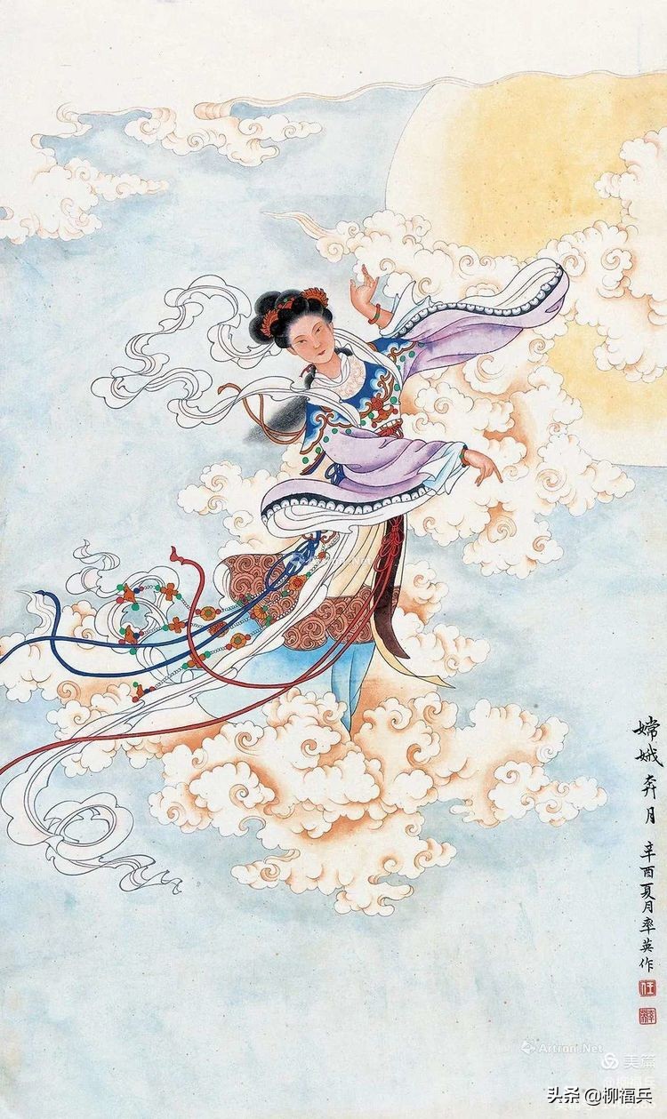 Appreciation of the famous figure painting "Chang'e Flying to the Moon ...