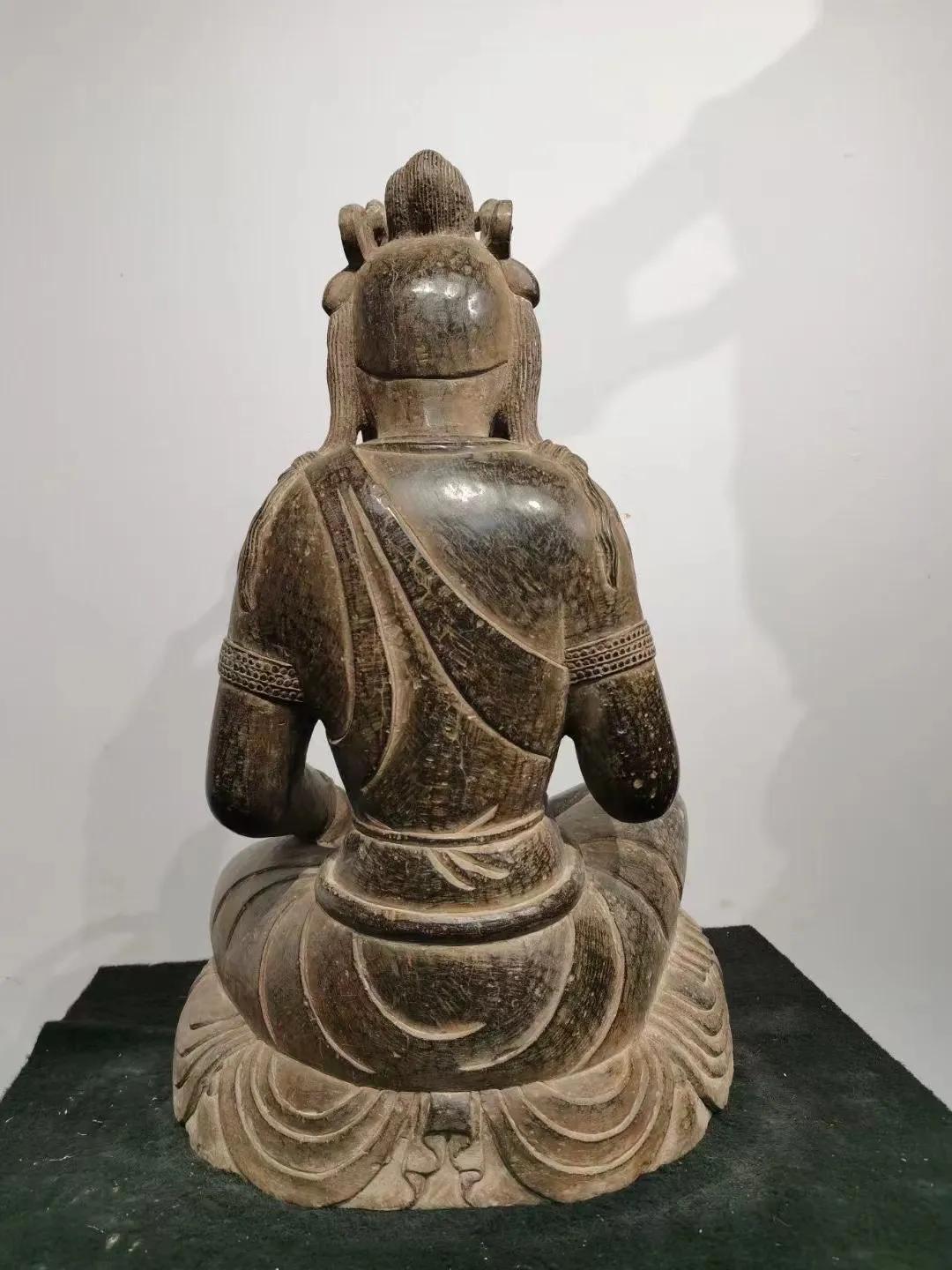 Bluestone sitting Guanyin statue - iNEWS