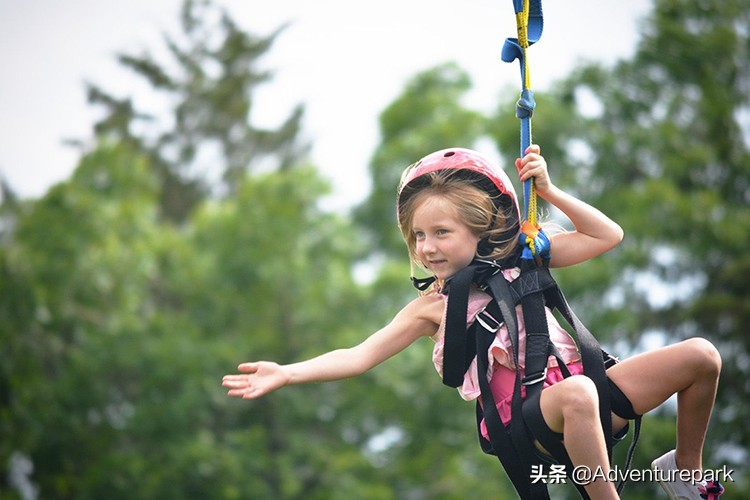 Zipline at high altitude, across mountains and lakes, sliding