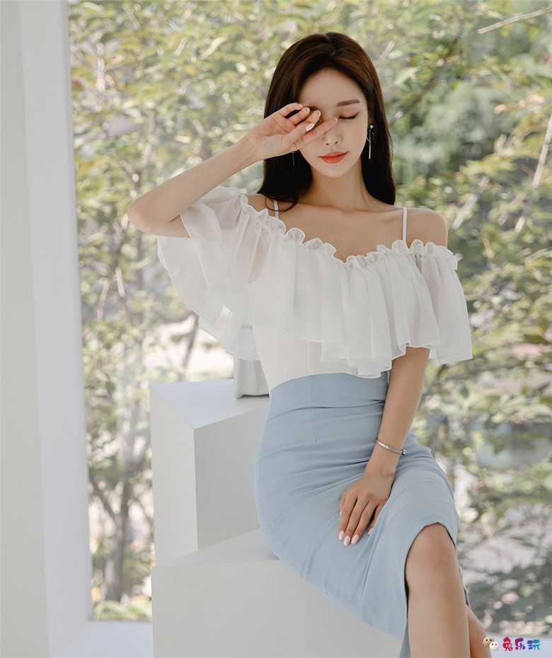 孙允珠丨潇湘幽篁碧波灵动层叠吊肩裙