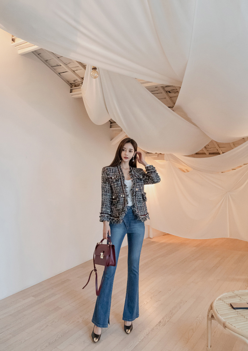 孙允珠丨芝麻螺纹水磨石典雅酷炫西装