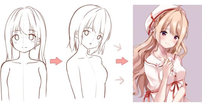 How to draw the upper body of the anime girl?Teach you 2 ways to draw a ...