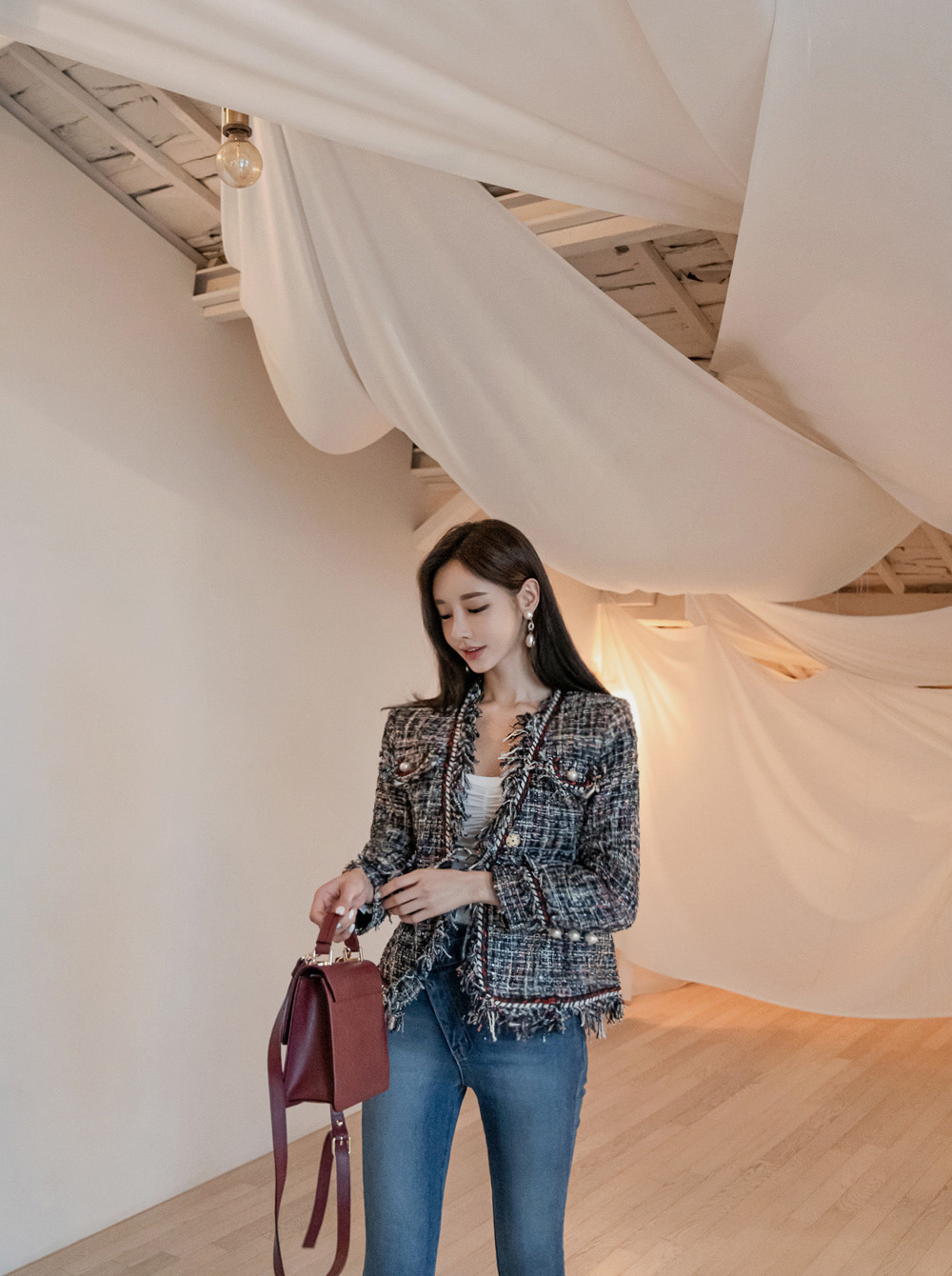 孙允珠丨芝麻螺纹水磨石典雅酷炫西装