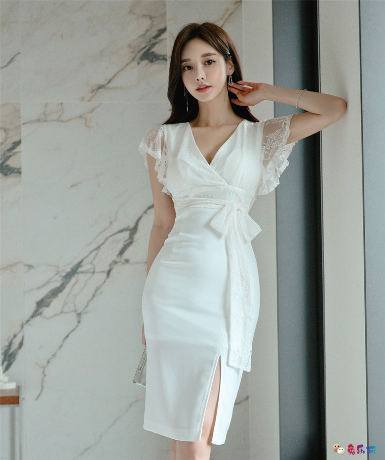 孙允珠丨白絮天使雪纺童话不对称衣裙