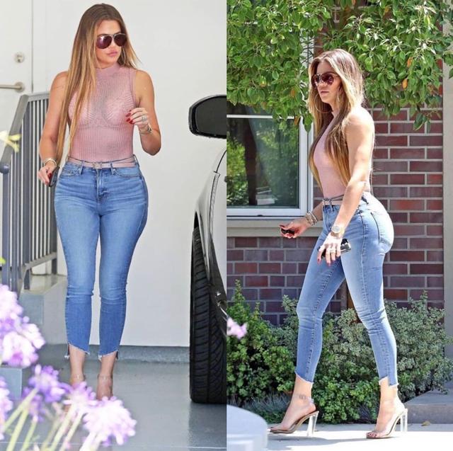 Kohler Kardashian has a great figure, high-waisted jeans increase the ...