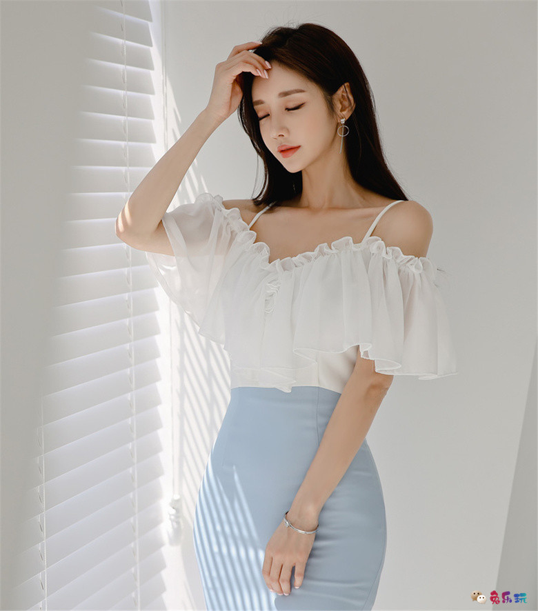 孙允珠丨潇湘幽篁碧波灵动层叠吊肩裙