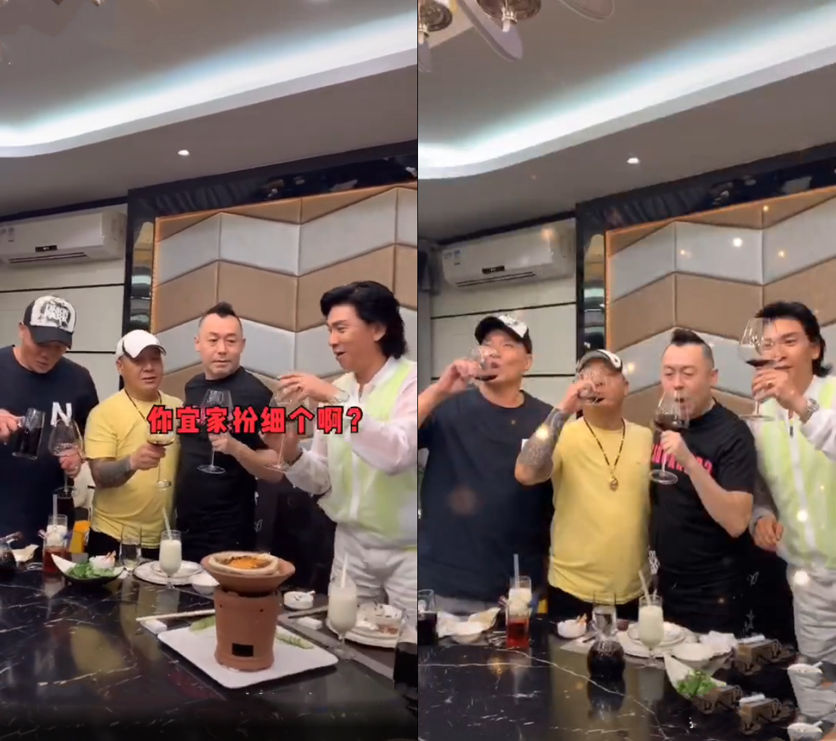 Cheng Dong wears a big golden chain for filming. He is more than half a ...